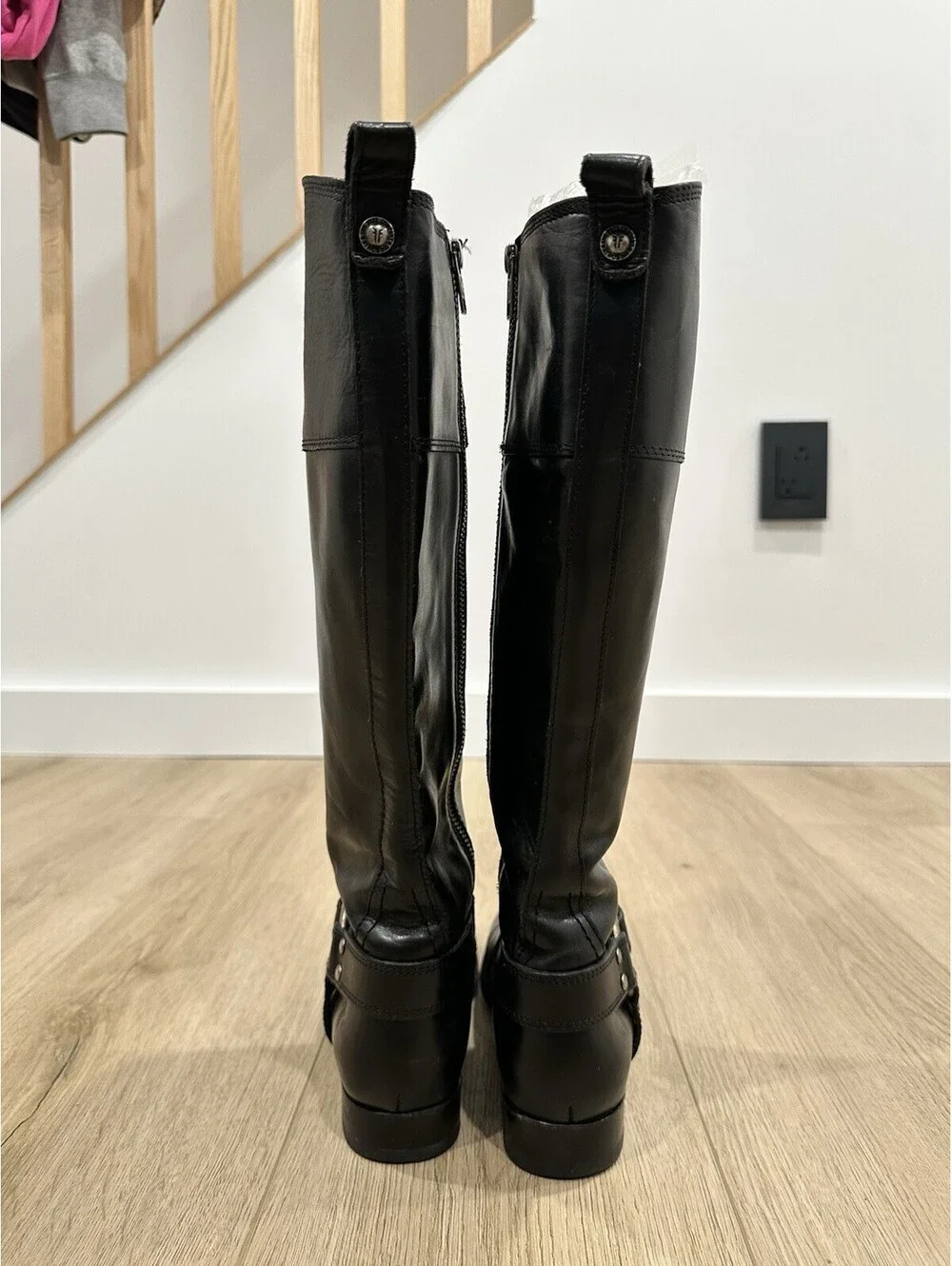 Frye Women's Black Melissa Harness Leather Riding Boots Size 6 B